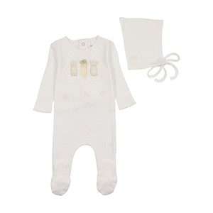 Mason jars footie and bonnet - arctic white girls
