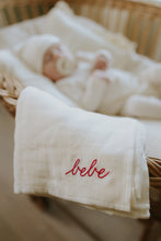 Load image into Gallery viewer, French terry embroidered bebe layette set - Ivory/rosewood

