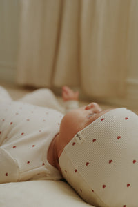 Heart printed layette set - Ecru/red hearts