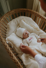 Load image into Gallery viewer, French terry embroidered bebe layette set - Ivory/rosewood
