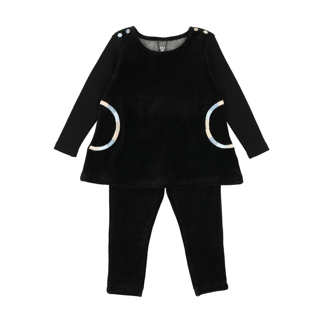 Multicolor embroidery loungewear - black