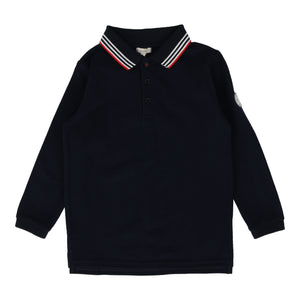 Multi stripe collar polo long sleeve - Navy
