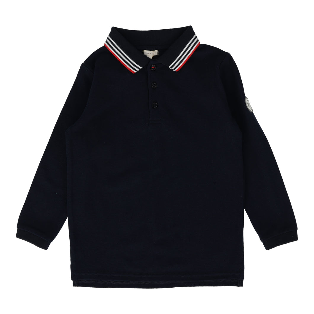 Multi stripe collar polo long sleeve - Navy