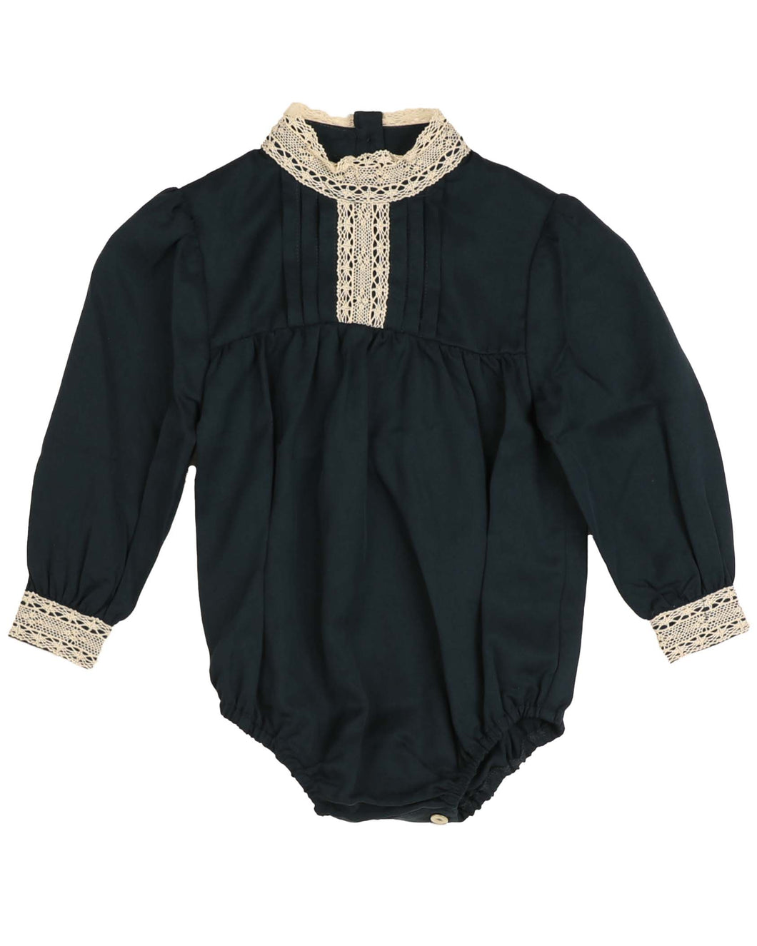Ribbon detail yoked romper - Teal NBB259