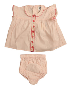 Special stitch trim baby set - Peach NBB910