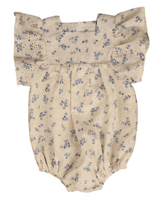 Printed eyelet baby romper - Light blue NBB911