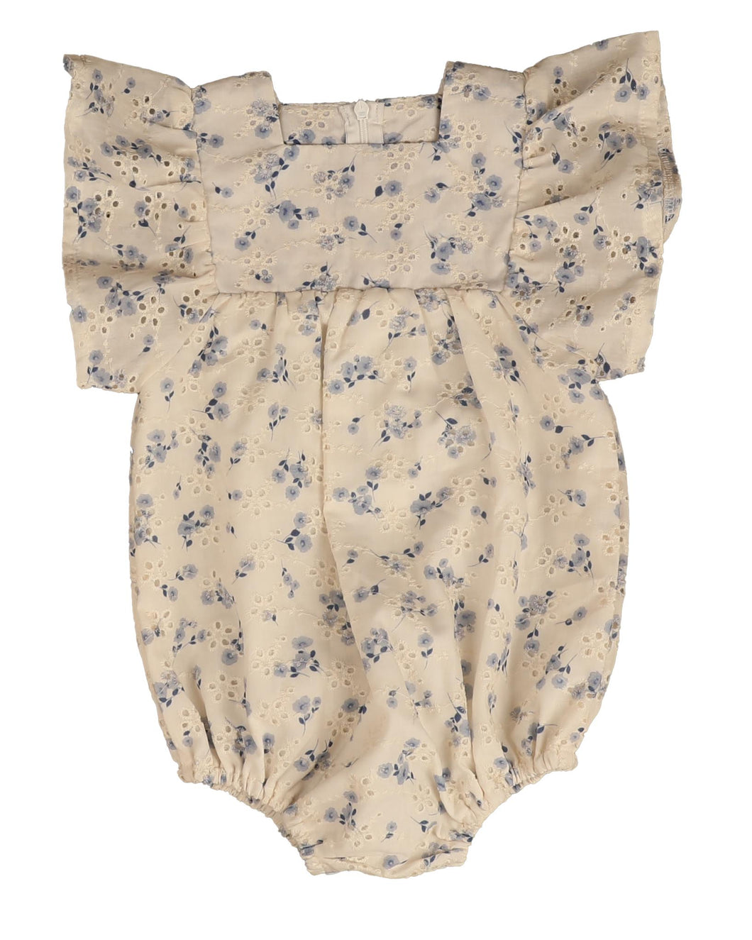 Printed eyelet baby romper - Light blue NBB911