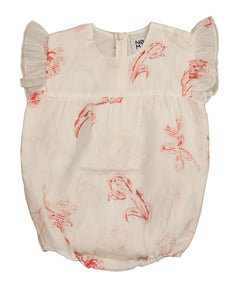 Printed floral romper - Peach NBB912
