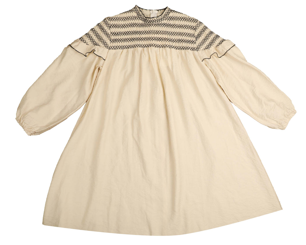 Smocked yoke full dress - Vanilla NDR265