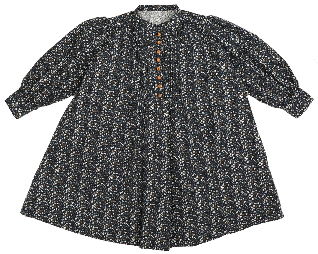 Mini tuck placket dress - Navy NDR277
