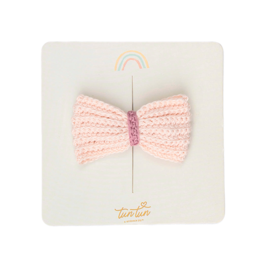 Crochet bow - baby pink and mauve