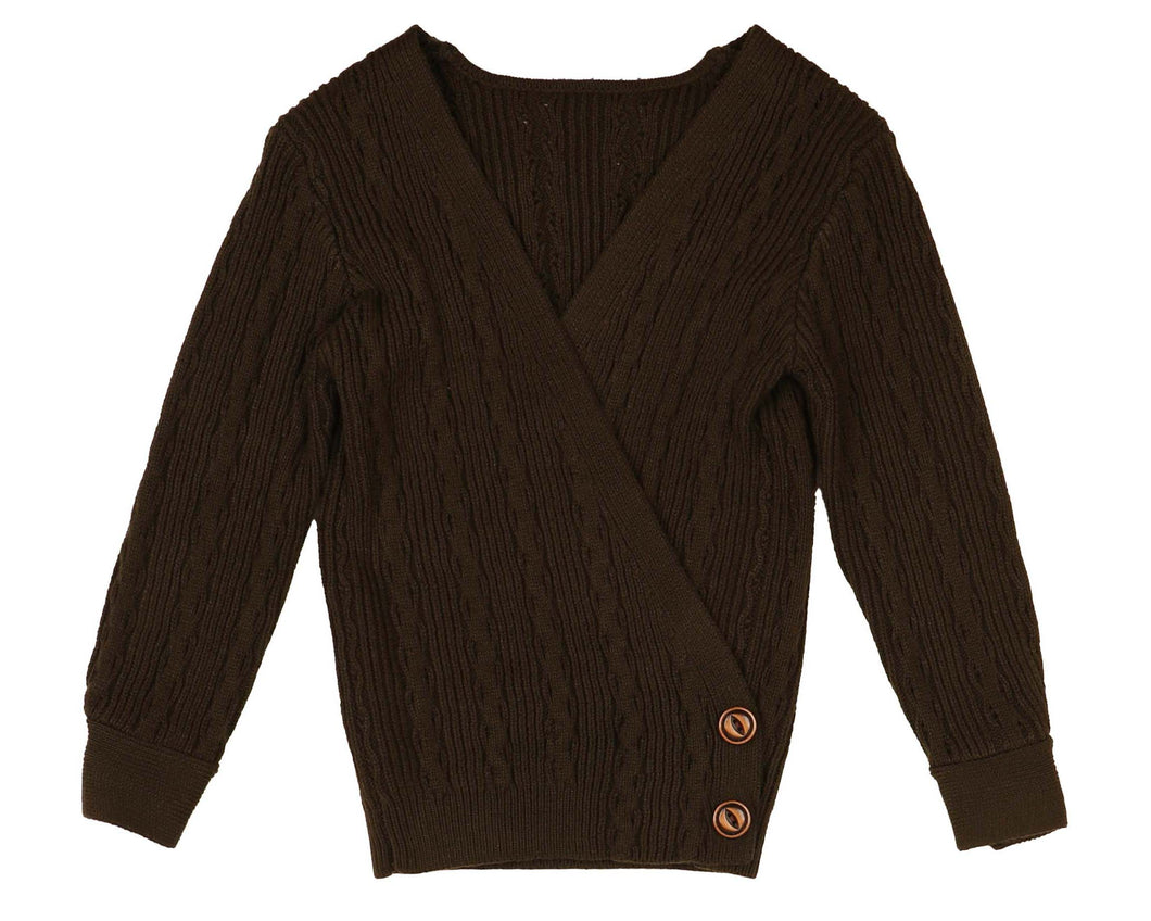 Wrap textured sweater - Dark olive NKN208