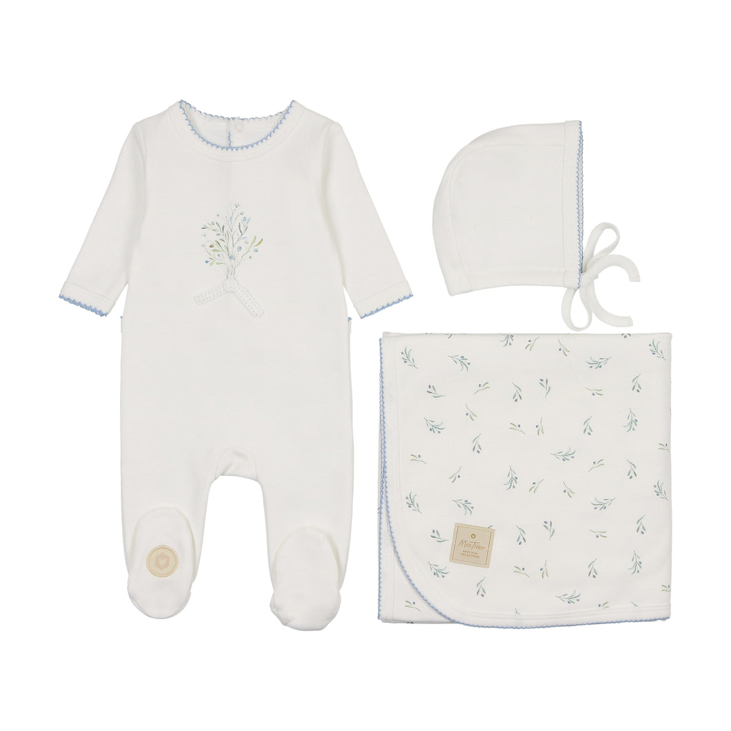 Nature's touch boys layette set - ivory and blue