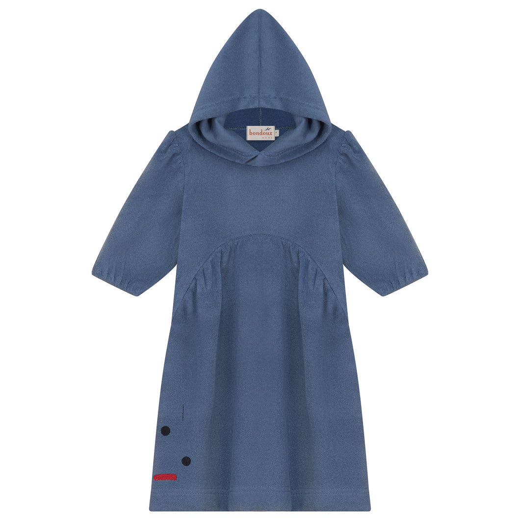 Terry shapes dress - 3/4 sleeves - blue