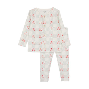 Orchard plaid loungewear - strawberry print