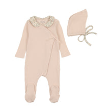 Load image into Gallery viewer, Organic ditsy wrap layette set - champagne pink
