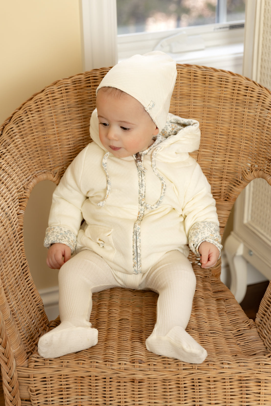 Organic ditsy jacket - Cream shadow boys