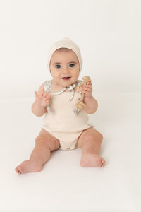Organic ditsy romper - champagne pink