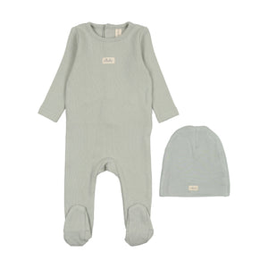 Pointelle bebe footie set - Seafoam