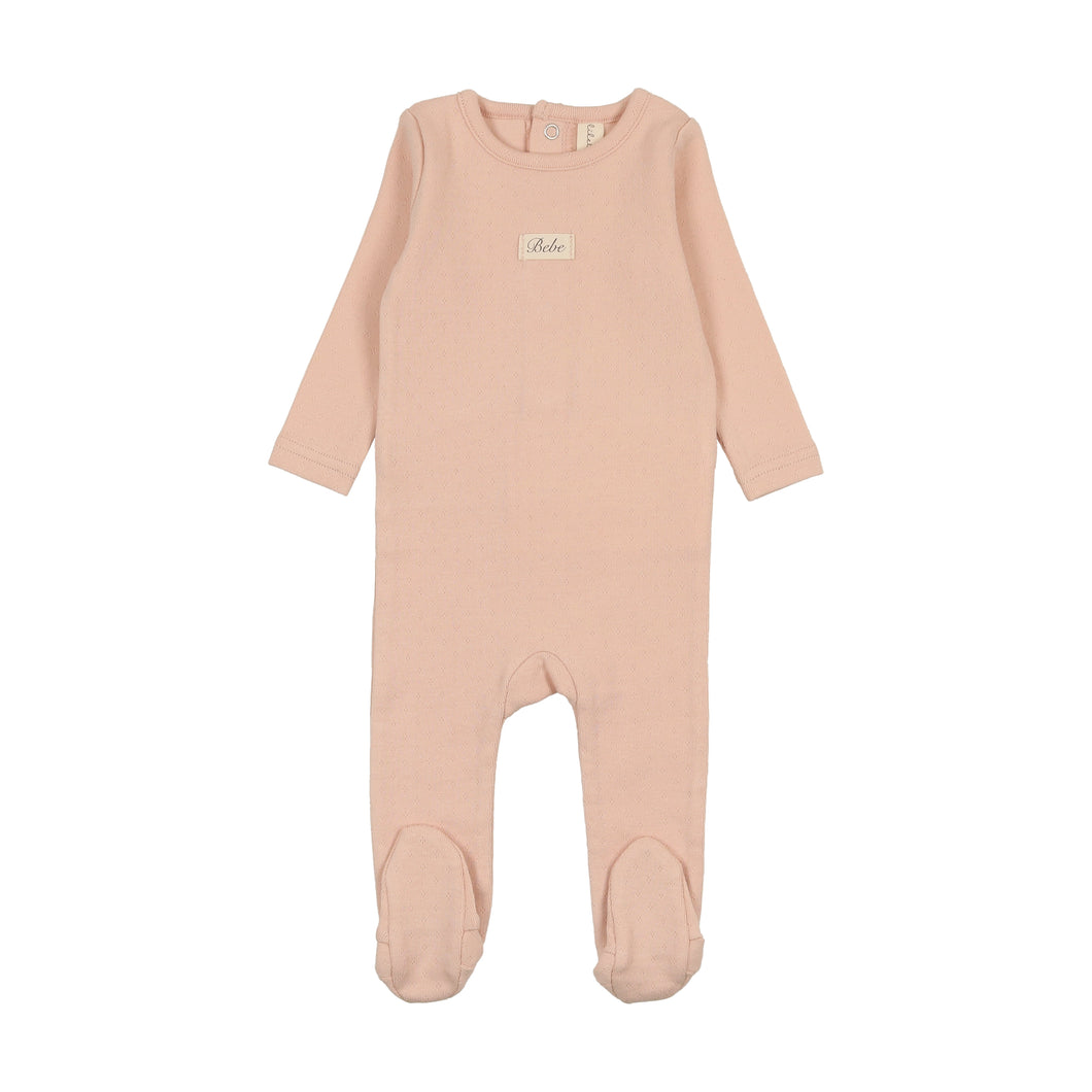 Pointelle bebe footie - shell pink