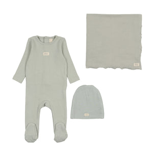 Pointelle bebe layette set - sea foam