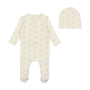 Paisley print layette set - light base boy