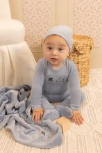 Load image into Gallery viewer, Paraphenalia velour footie and beanie - Crystal blue
