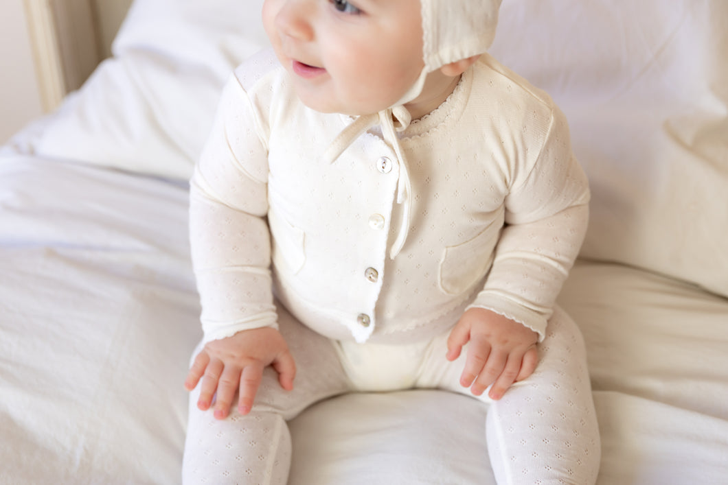 Perfect pointelle layette set - chalk white