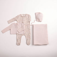 Load image into Gallery viewer, Petite fleurs footie and cardigan layette set - Hushed pink
