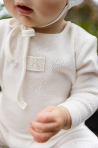 Petit ours pointelle layette set - chalk white