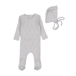 Petit ours pointelle footie and bonnet - fortress