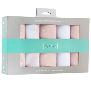 5-pack reversible burp cloths - Pink tulip collection