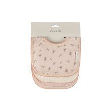 Load image into Gallery viewer, Muslin/terry bibs - Pink gingko print/embroidery
