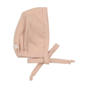 Pinpoint wrapover footie and bonnet - shell pink