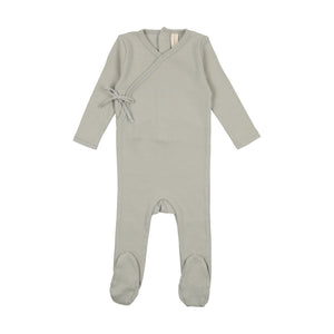 Pinpoint wrapover footie and bonnet - sea blue