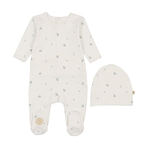 Plush print boys gift set - ivory and blue