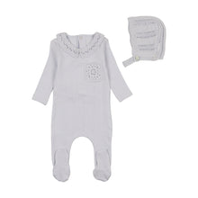 Load image into Gallery viewer, Pointelle with knit collar layette set - crisp blue
