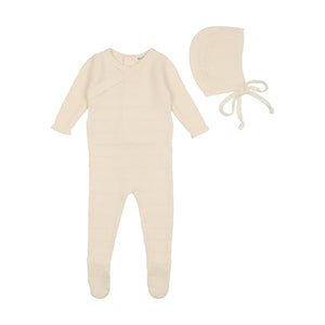 Pointelle knit layette set - Snow white