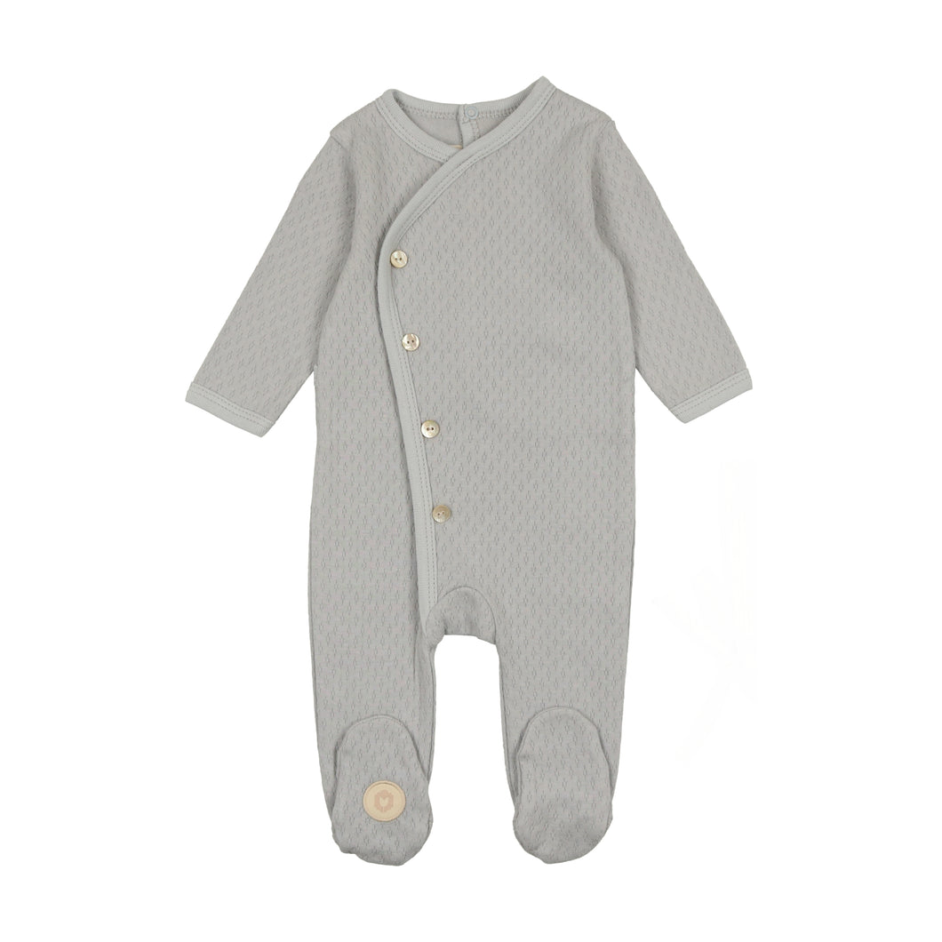 Posh pointelle footie - Pearl blue