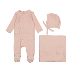 Posh pointelle layette set - Light rose