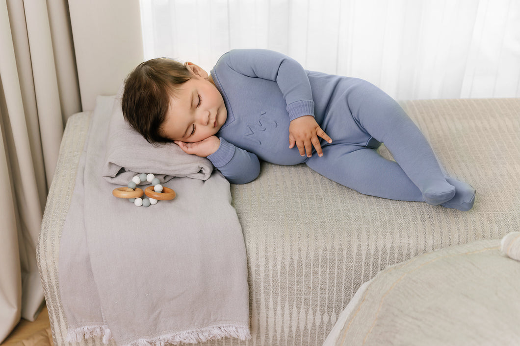 Posh print footie - slate blue