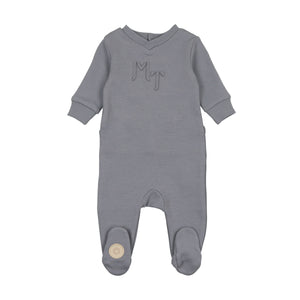 Posh print footie - slate blue