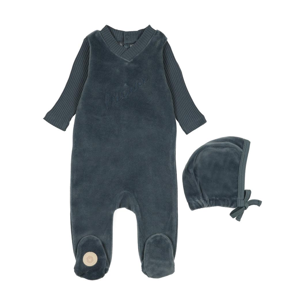 Precious moments footie and hat - Midnight blue