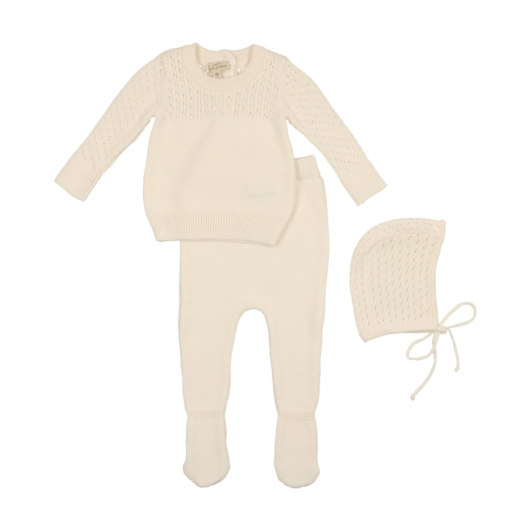 Precious pearl two pc knit set with hat