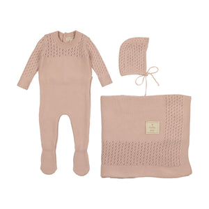 Precious pearl knit layette set - Rose dust
