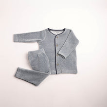 Load image into Gallery viewer, Prim trim velour loungewear - Smokey blue
