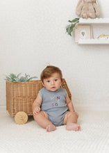 Load image into Gallery viewer, Rainbow Rib Boy Romper - ocean blue
