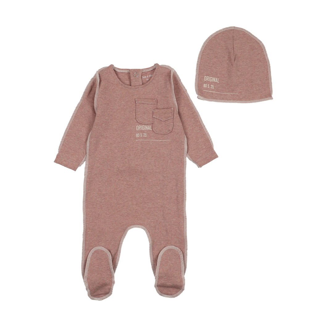 Sewing pattern footie and beanie - tea rose