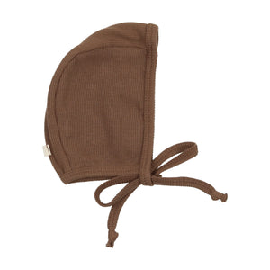 Cardigan footie and bonnet - camel