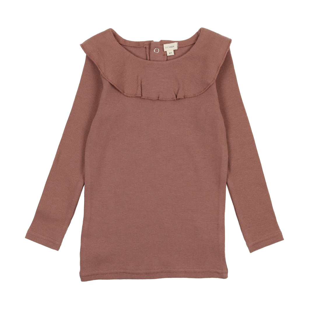 Ruffle rib shirt - mulberry